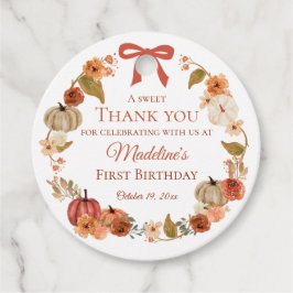Sweet Thank You 秋のカボチャのリース 1歳の誕生日 フェイバータグ