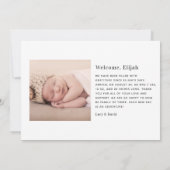 Sweet Thank You Photo Birth Announcement 招待状 (裏面)