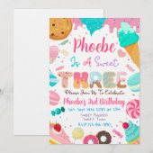 Sweet Third Second Birthday Party Invitation 招待状 (正面/裏面)