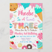 Sweet Third Second Birthday Party Invitation 招待状 (正面)