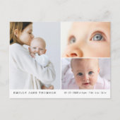 Sweet Three Photo Baby Shower Thank You ポストカード (正面)