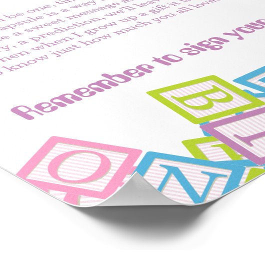 Sweet Time Capsule Blocks First Birthday Keepsake  ポスター (角)