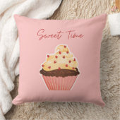 Sweet Time Valentine Cupcake Pink Throw Pillow クッション (ブランケット)