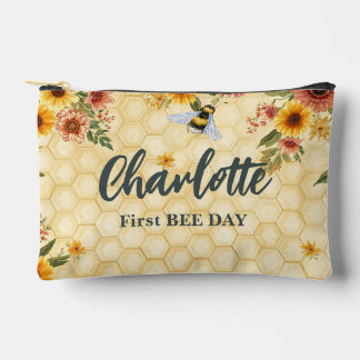 Sweet to bee ミツバチとワイルドフラワーの春の誕生日パーティー アクセサリーポーチ