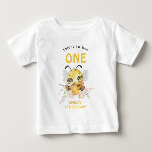 Sweet to Bee ONEの1歳の誕生日 ベビーTシャツ (正面)