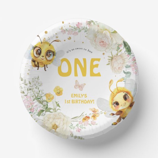 Sweet to Bee ONEの1歳の誕生日 ペーパーボウル (正面)