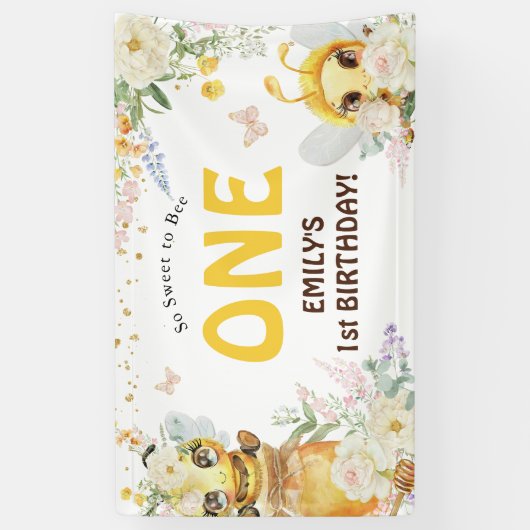 Sweet to Bee ONEの1歳の誕生日 横断幕 (縦)