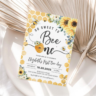 Sweet to Bee One 1歳の誕生日おめでとう 招待状