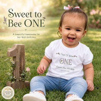 Sweet To Bee One 1歳の誕生日 ラベンダー水彩 トドラーTシャツ