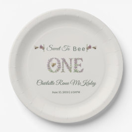 Sweet To Bee One 1歳の誕生日 ラベンダー水彩 ペーパープレート