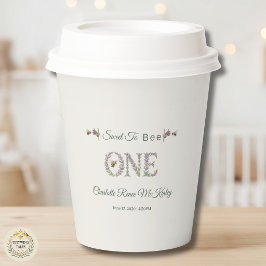 Sweet To Bee One 1歳の誕生日 ラベンダー水彩 紙コップ