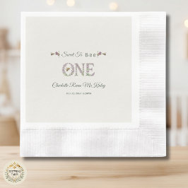 Sweet To Bee One 1st バースデー ラベンダー水彩 縁ありカクテルナプキン