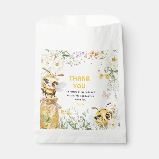 Sweet to Bee ONE' 1st Birthday Thank You フェイバーバッグ (正面)