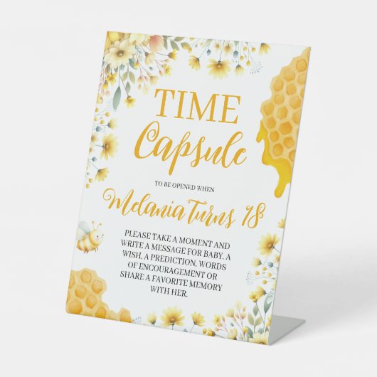 Sweet to Bee One First Birthday Invite 台座サイン (正面)