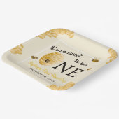 Sweet To Bee One First Birthday Watercolor Bees ペーパープレート (傾斜あり)