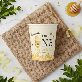 Sweet To Bee One First Birthday Watercolor Bees 紙コップ