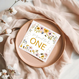 Sweet to Bee One Floral Garden Napkins スタンダードカクテルナプキン