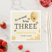 Sweet To Bee Three Third Birthday Bees Honeycomb スタンダードランチョンナプキン (インサイチュ)
