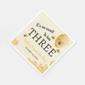 Sweet To Bee Three Third Birthday Bees Honeycomb スタンダードランチョンナプキン (角)