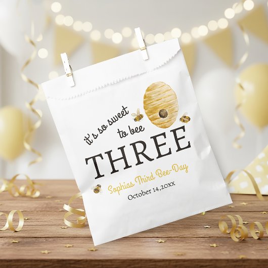 Sweet To Bee Three Third Birthday Bees Honeycomb フェイバーバッグ