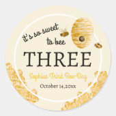 Sweet To Bee Three Third Birthday Bees Honeycomb ラウンドシール (正面)