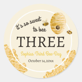 Sweet To Bee Three Third Birthday Bees Honeycomb ラウンドシール