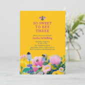 Sweet to Bee Three Whimsical Third Birthday 招待状 (スタンド正面)