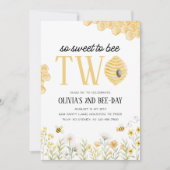 Sweet to Bee Two Bee 2歳の誕生日招待状 招待状 (正面)