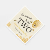 Sweet To Bee Two Second Birthday Bees Honeycomb スタンダードランチョンナプキン (角)