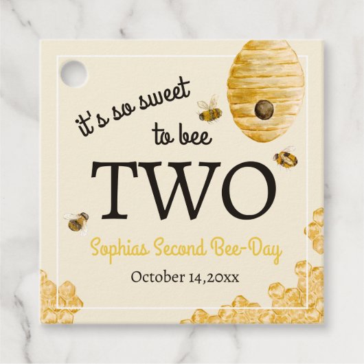 Sweet To Bee Two Second Birthday Bees Honeycomb フェイバータグ (正面)