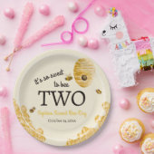 Sweet To Bee Two Second Birthday Bees Honeycomb ペーパープレート (パーティー)