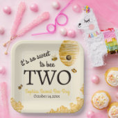 Sweet To Bee Two Second Birthday Bees Honeycomb ペーパープレート (パーティー)