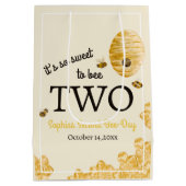 Sweet To Bee Two Second Birthday Bees Honeycomb ミディアムペーパーバッグ (裏面)