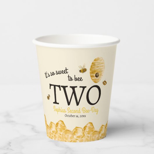 Sweet To Bee Two Second Birthday Bees Honeycomb 紙コップ (正面)
