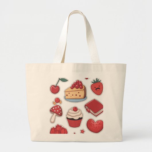 Sweet Tooth Dessert Pattern Tote Bag  ラージトートバッグ (正面)