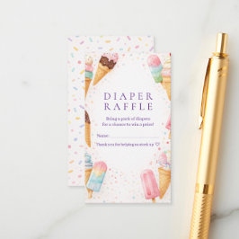 Sweet Treat Ice Cream Baby Shower Diaper Raffle エンクロージャーカード