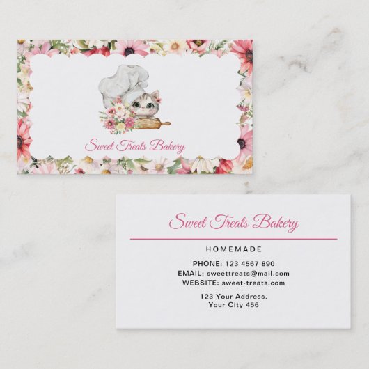 Sweet Treats Bakery Chef Kitten 名刺 (正面/裏面)
