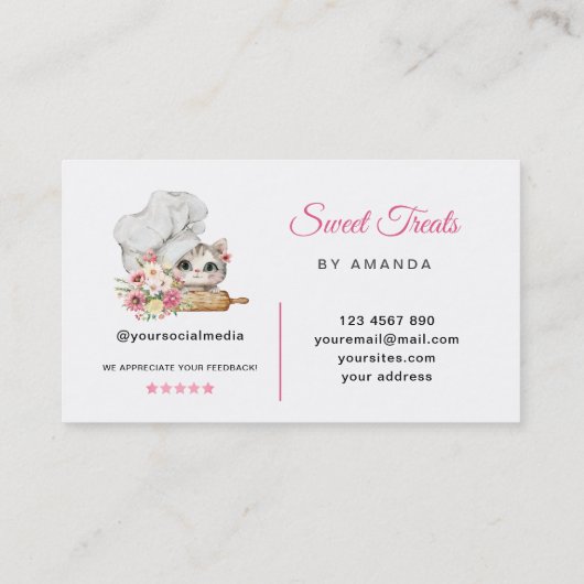 Sweet Treats Bakery Chef Kitten 名刺 (裏面)