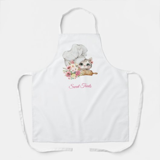 Sweet Treats Bakery Chef's Hat Kitten エプロン (正面)