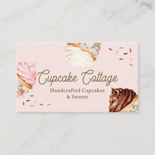 Sweet Treats Cupcakes & Cakes Elegant Floral  名刺 (正面)