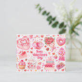 Sweet Treats & Hearts All-Over Love Postcard ポストカード (スタンド正面)