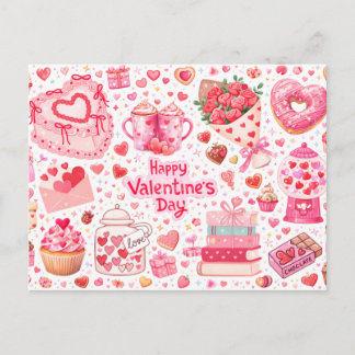 Sweet Treats & Hearts All-Over Love Postcard ポストカード