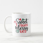 Sweet Treats Merry Eats Cute Christmas コーヒーマグカップ (左)