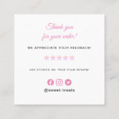 Sweet Treats Pink Thank you スクエア名刺 (裏面)