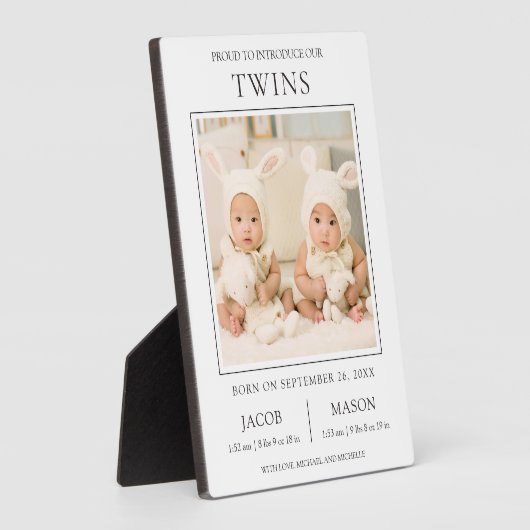 Sweet Twinsモダン写真誕生のお知らせ フォトプラーク (側面)