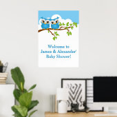 Sweet Twins Owls Boy Baby Showerポスター ポスター (ホームオフィス)