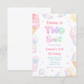 Sweet Two パステルキャンディー 誕生日パーティー 招待状 (正面/裏面)