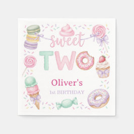 Sweet Two パステルデザート 2歳の誕生日ペーパーナプキン スタンダードカクテルナプキン