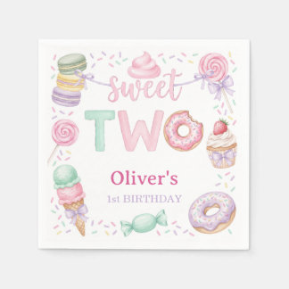 Sweet Two パステルデザート 2歳の誕生日ペーパーナプキン スタンダードカクテルナプキン