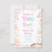 Sweet Two パステル キャンディ 2歳の誕生日パーティー 招待状 (正面)